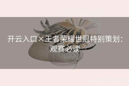 开云入口×王者荣耀世冠特别策划：观赛必读